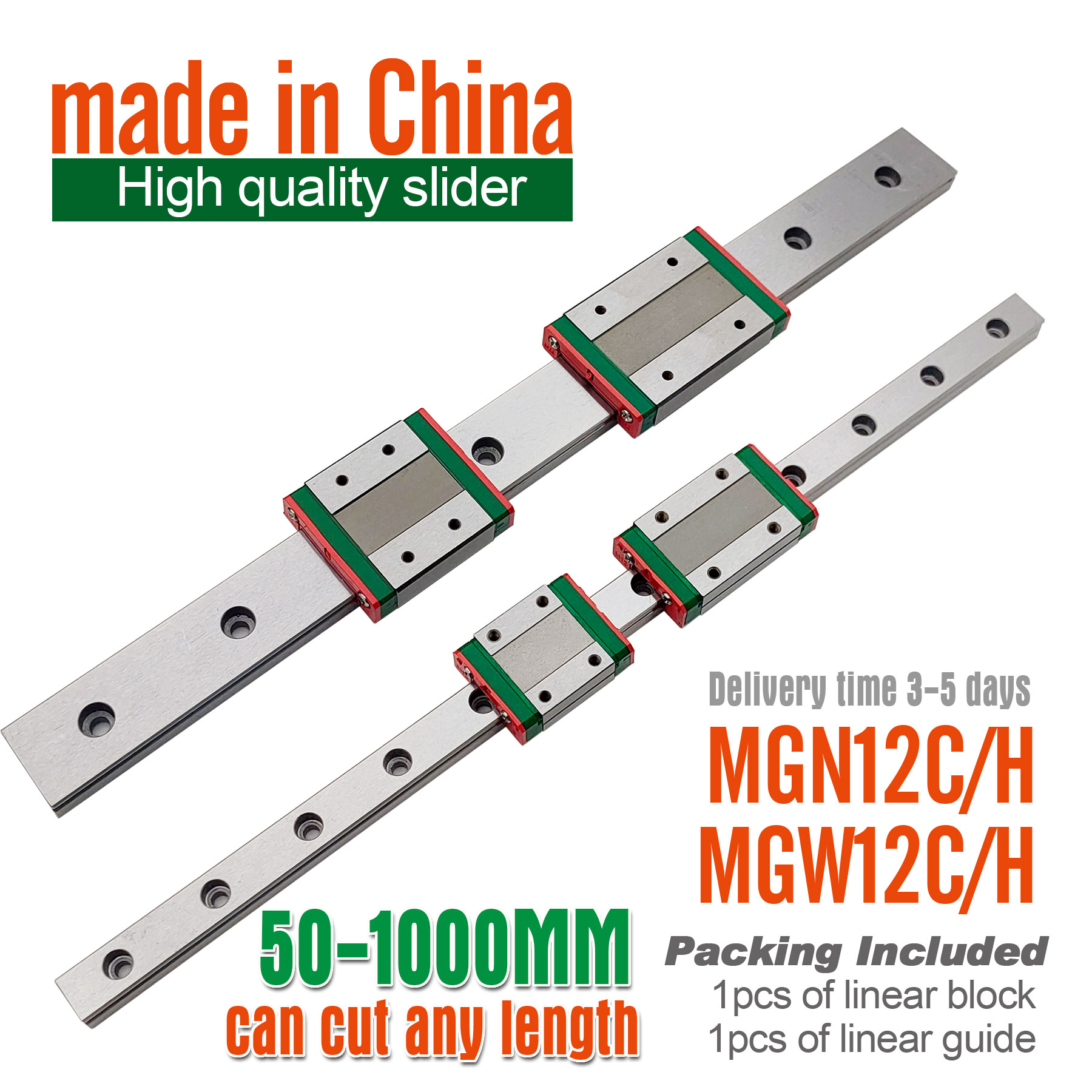 Linear Rail Mgn12H Set - 선형 가이드 슬라이더 블록, MGN12H 선형